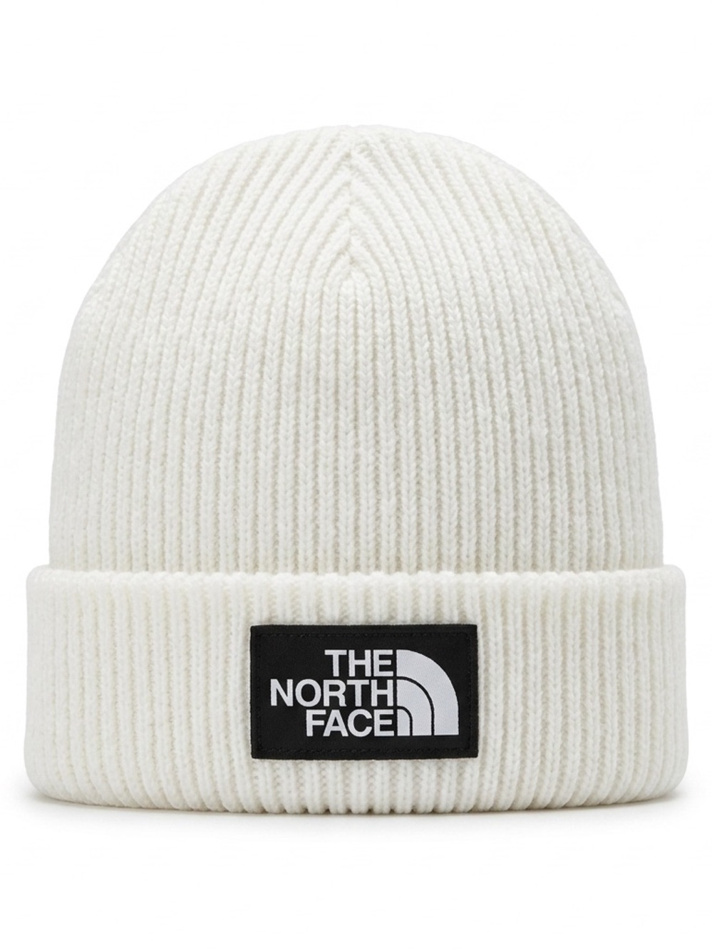 The North Face White Rib Knit Cuffed Beanie
